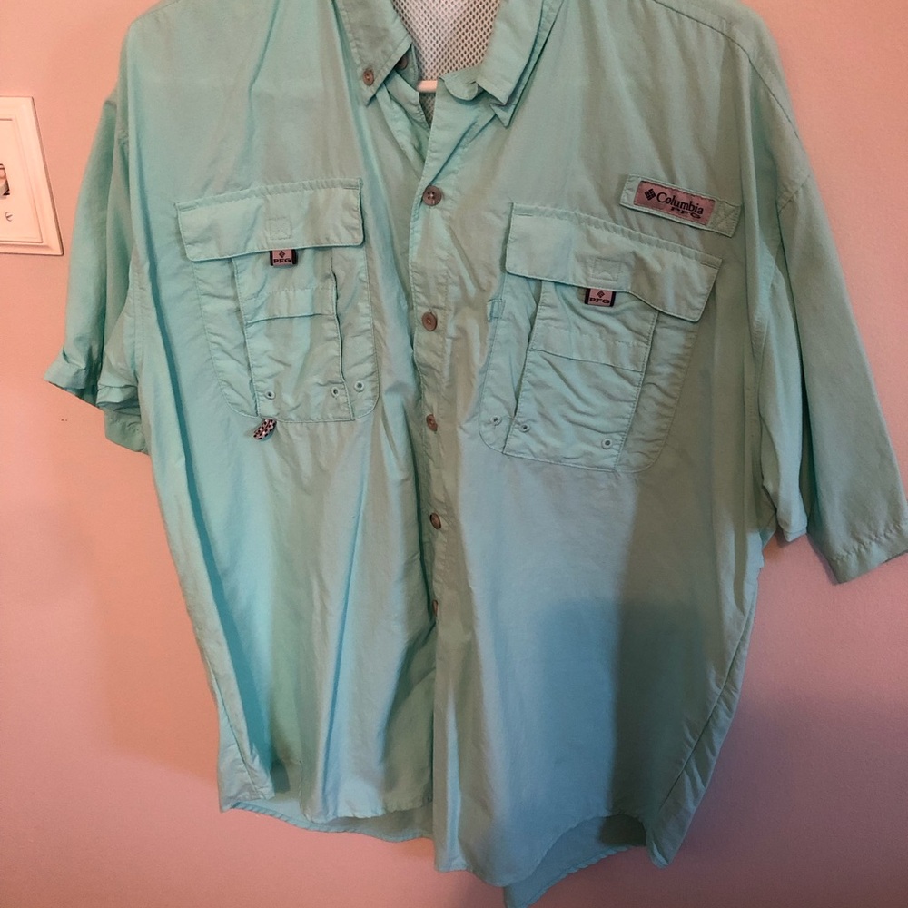 Columbia Men’s Short-Sleeve Casual Button Down Shirt - Seafoam